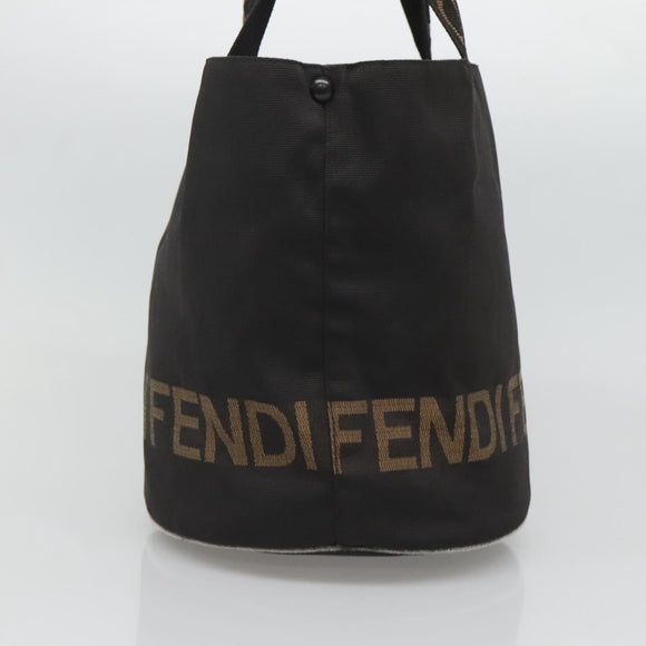 FENDI Hand Bag Nylon Black Brown Auth bs26891