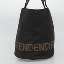 FENDI Hand Bag Nylon Black Brown Auth bs26891-5
