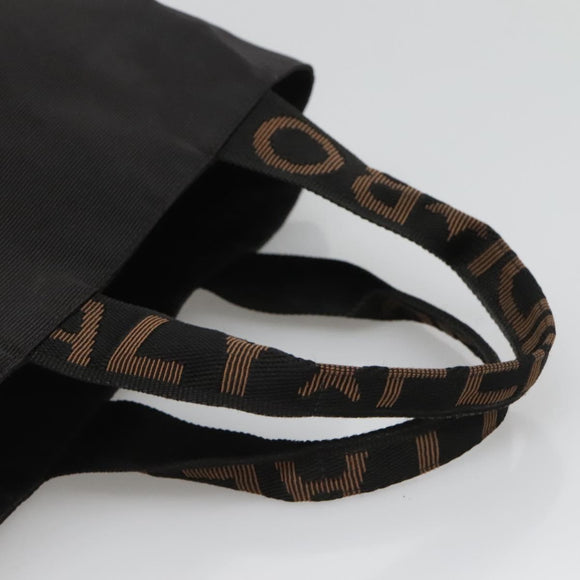 FENDI Hand Bag Nylon Black Brown Auth bs26891