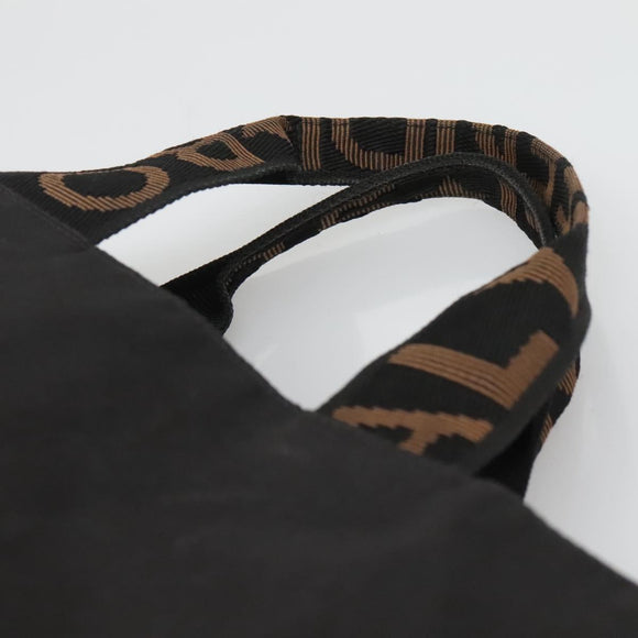 FENDI Hand Bag Nylon Black Brown Auth bs26891