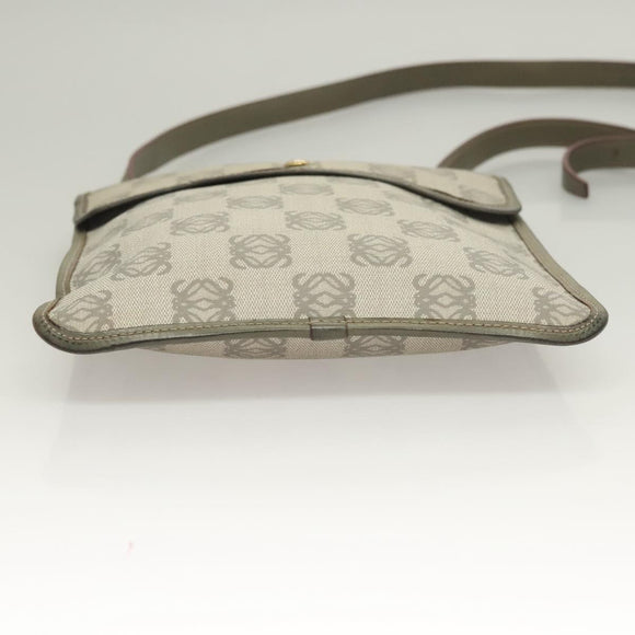 LOEWE Anagram Shoulder Bag PVC Gray Gold Auth bs26893