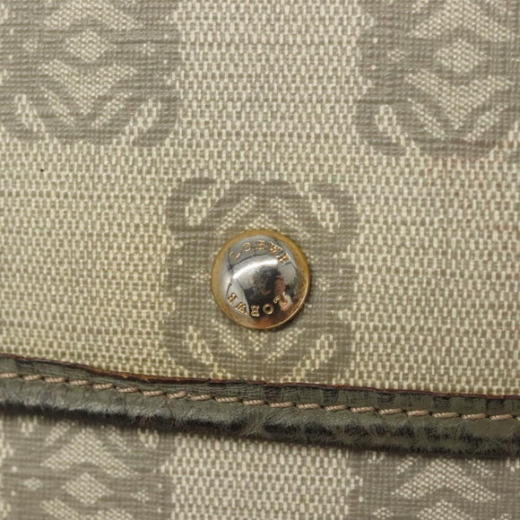 LOEWE Anagram Shoulder Bag PVC Gray Gold Auth bs26893