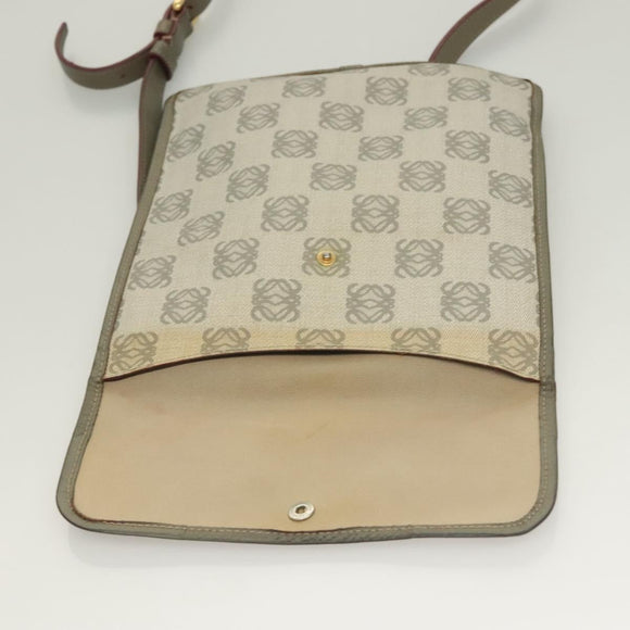LOEWE Anagram Shoulder Bag PVC Gray Gold Auth bs26893