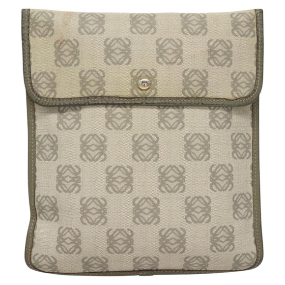 LOEWE Anagram Shoulder Bag PVC Gray Gold Auth bs26893