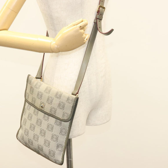 LOEWE Anagram Shoulder Bag PVC Gray Gold Auth bs26893