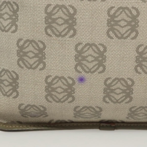 LOEWE Anagram Shoulder Bag PVC Gray Gold Auth bs26893