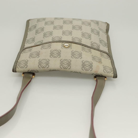 LOEWE Anagram Shoulder Bag PVC Gray Gold Auth bs26893