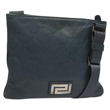 VERSACE Shoulder Bag Leather Blue Auth bs26901