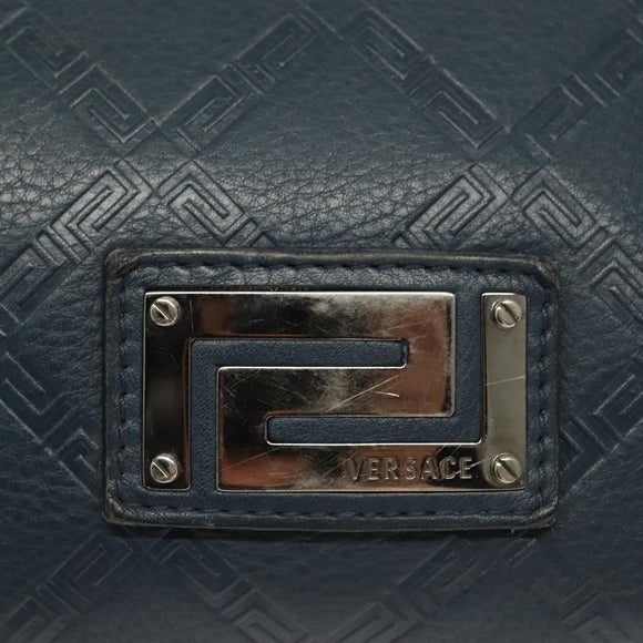 VERSACE Shoulder Bag Leather Blue Auth bs26901