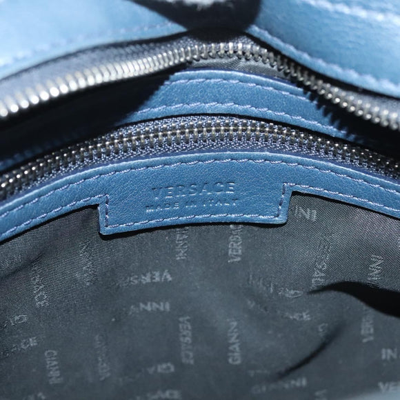 VERSACE Shoulder Bag Leather Blue Auth bs26901