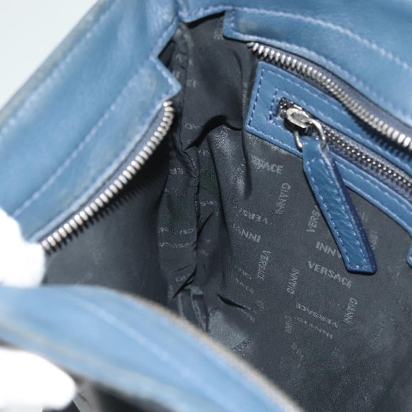 VERSACE Shoulder Bag Leather Blue Auth bs26901