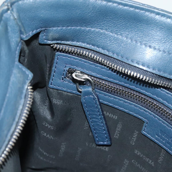VERSACE Shoulder Bag Leather Blue Auth bs26901