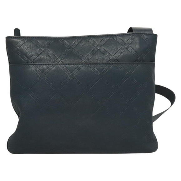 VERSACE Shoulder Bag Leather Blue Auth bs26901