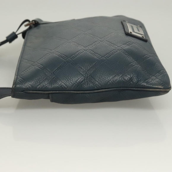 VERSACE Shoulder Bag Leather Blue Auth bs26901