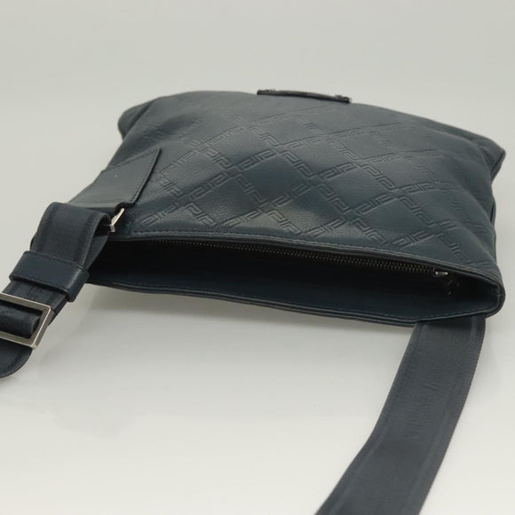 VERSACE Shoulder Bag Leather Blue Auth bs26901