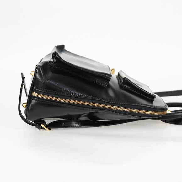 Gianni Versace Backpack Enamel Black Gold Auth bs26902