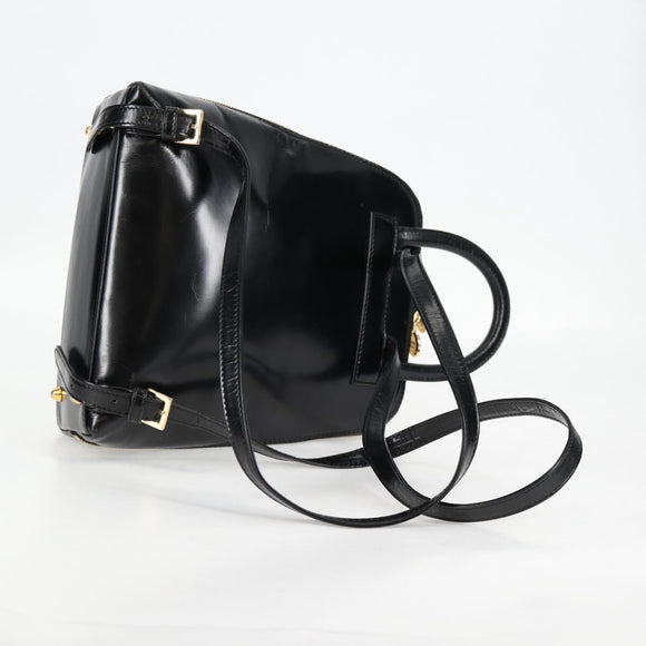 Gianni Versace Backpack Enamel Black Gold Auth bs26902