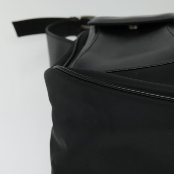 Gianni Versace Shoulder Bag Leather Black Silver Auth bs26903