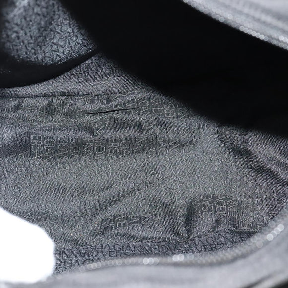 Gianni Versace Shoulder Bag Leather Black Silver Auth bs26903