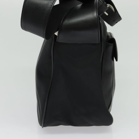 Gianni Versace Shoulder Bag Leather Black Silver Auth bs26903