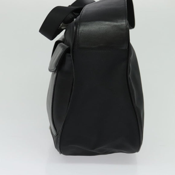 Gianni Versace Shoulder Bag Leather Black Silver Auth bs26903