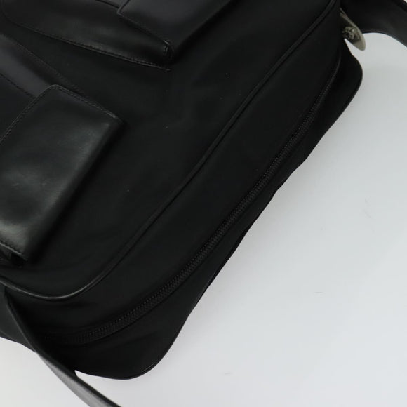 Gianni Versace Shoulder Bag Leather Black Silver Auth bs26903