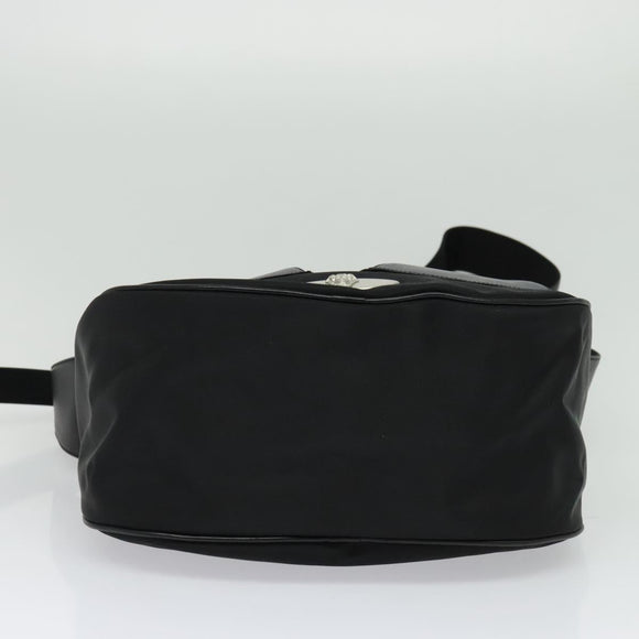 Gianni Versace Shoulder Bag Leather Black Silver Auth bs26903