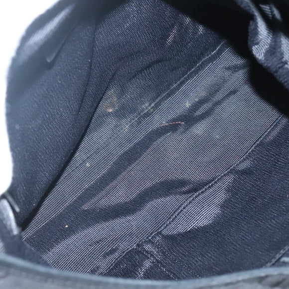 Salvatore Ferragamo Gancini Bag Canvas Leather Black Silver Auth bs26905