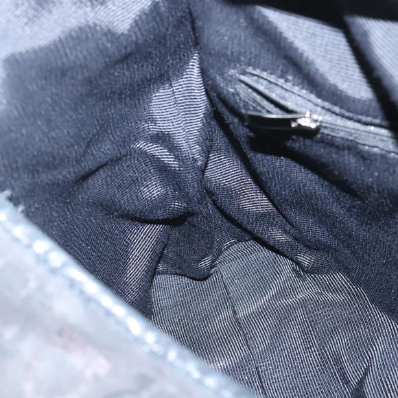 Salvatore Ferragamo Gancini Bag Canvas Leather Black Silver Auth bs26905