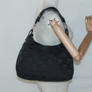 Salvatore Ferragamo Gancini Bag Canvas Leather Black Silver Auth bs26905-19