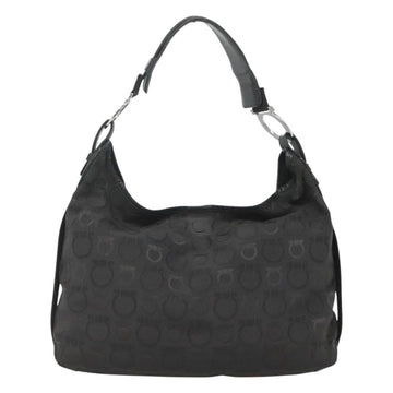 Salvatore Ferragamo Gancini Bag Canvas Leather Black Silver Auth bs26905 - 0