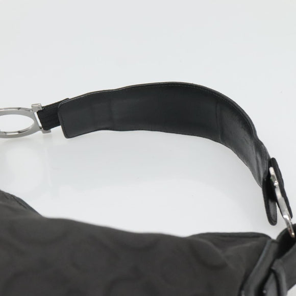 Salvatore Ferragamo Gancini Bag Canvas Leather Black Silver Auth bs26905