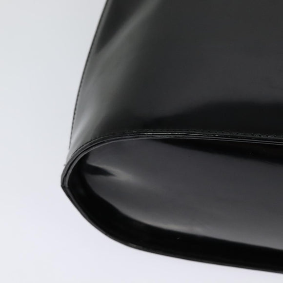 Salvatore Ferragamo Gancini Shoulder Bag Enamel Black Auth bs26907