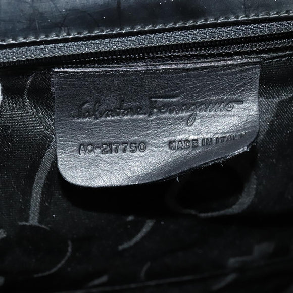 Salvatore Ferragamo Gancini Shoulder Bag Enamel Black Auth bs26907