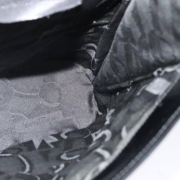 Salvatore Ferragamo Gancini Shoulder Bag Enamel Black Auth bs26907