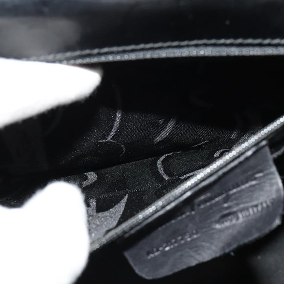 Salvatore Ferragamo Gancini Shoulder Bag Enamel Black Auth bs26907