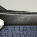 BVLGARI Logo Mania Shoulder Bag Canvas Blue Silver Auth bs26910-12
