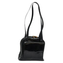 GUCCI Bamboo Shoulder Bag Enamel Black Gold Auth bs26920-1