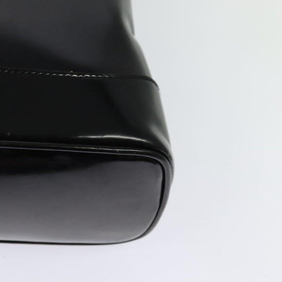 GUCCI Bamboo Shoulder Bag Enamel Black Gold Auth bs26920