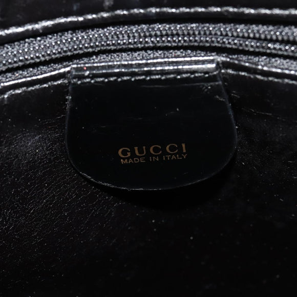 GUCCI Bamboo Shoulder Bag Enamel Black Gold Auth bs26920