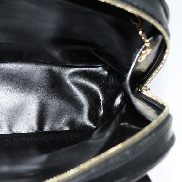 GUCCI Bamboo Shoulder Bag Enamel Black Gold Auth bs26920