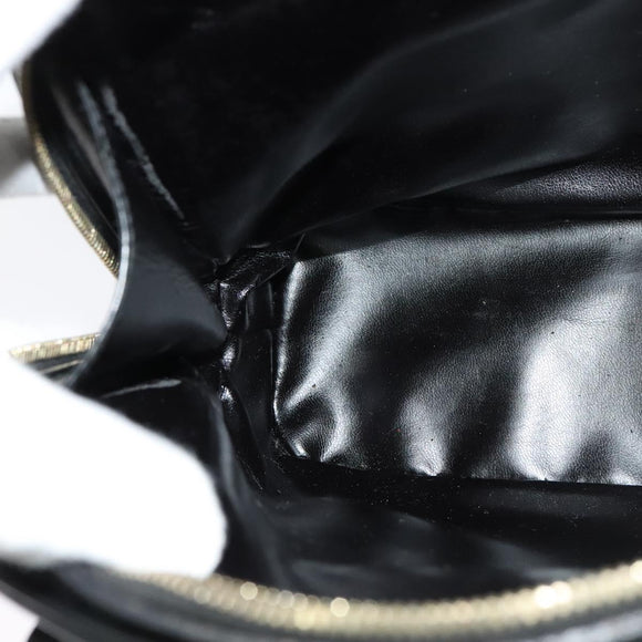 GUCCI Bamboo Shoulder Bag Enamel Black Gold Auth bs26920