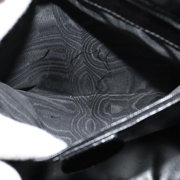 GUCCI Bamboo Shoulder Bag Enamel Black Gold Auth bs26920