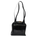 GUCCI Bamboo Shoulder Bag Enamel Black Gold Auth bs26920-2
