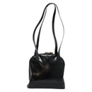 GUCCI Bamboo Shoulder Bag Enamel Black Gold Auth bs26920-3