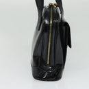 GUCCI Bamboo Shoulder Bag Enamel Black Gold Auth bs26920-4