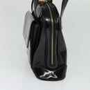 GUCCI Bamboo Shoulder Bag Enamel Black Gold Auth bs26920-5