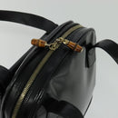 GUCCI Bamboo Shoulder Bag Enamel Black Gold Auth bs26920-6