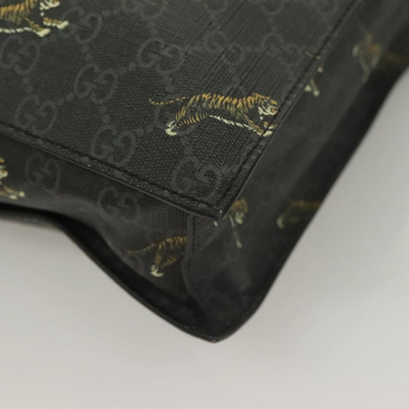 GUCCI GG Supreme Tote Bag PVC Black Silver 495559 Auth bs26924