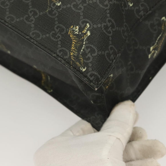 GUCCI GG Supreme Tote Bag PVC Black Silver 495559 Auth bs26924
